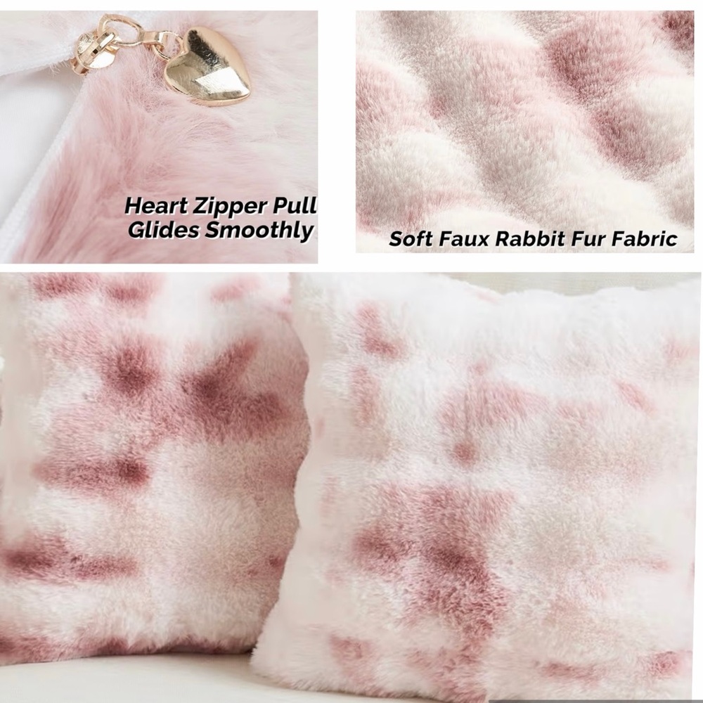 Boho/Fuzzy Faux Rabbit Fur Euro Pillow Shams (2) Raised Texture/Size: 26"x26"